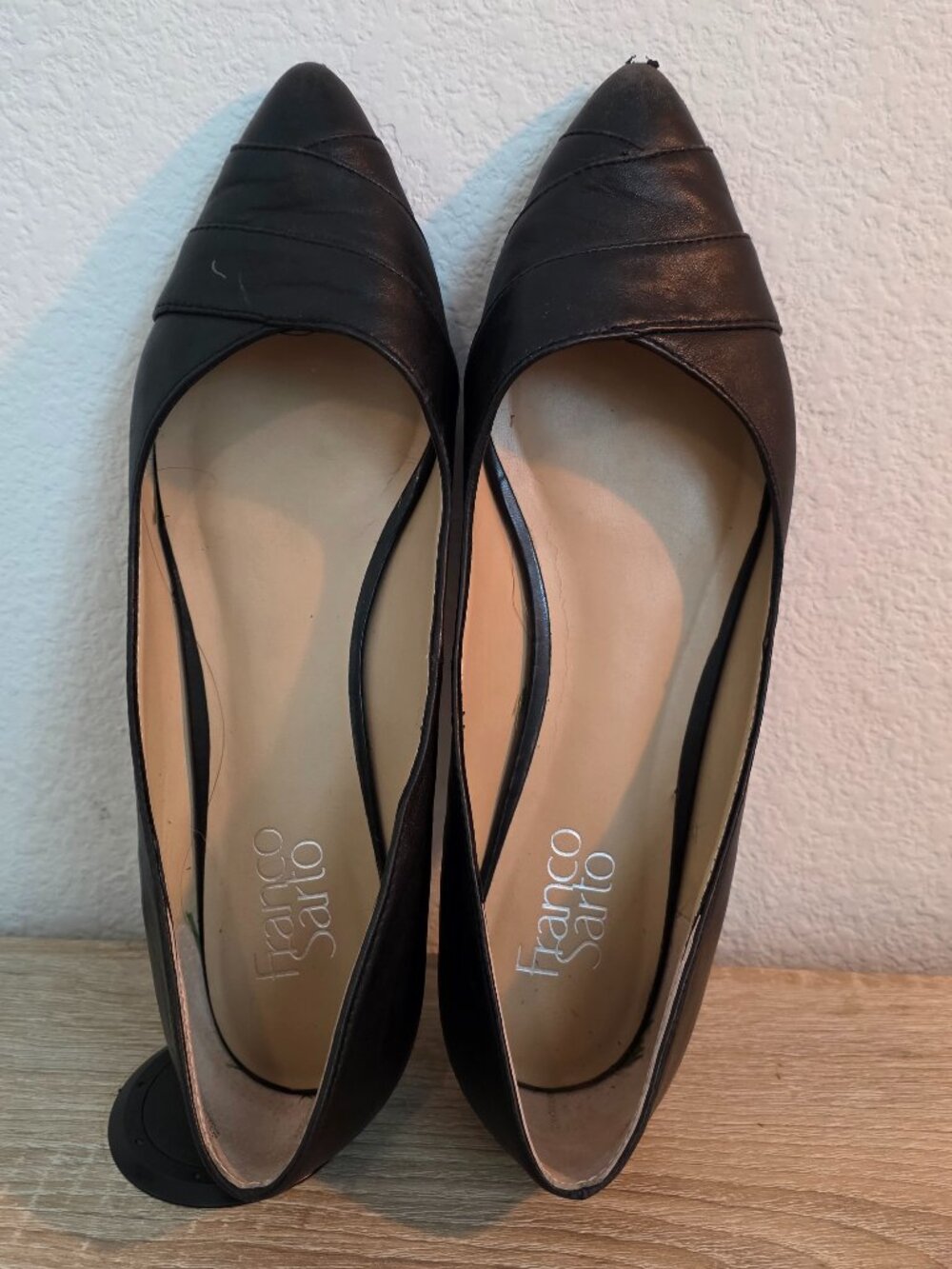 Black Leather Franco Sarto Flats - Size 9.5